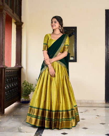 "UNVEIL THE MAJESTY! Paithani Cotton Silk Lehenga