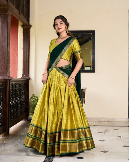 "UNVEIL THE MAJESTY! Paithani Cotton Silk Lehenga