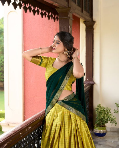 "UNVEIL THE MAJESTY! Paithani Cotton Silk Lehenga