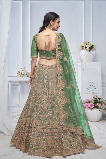 "Introducing the Royal Grandeur Bridal Mehendi Lehenga!