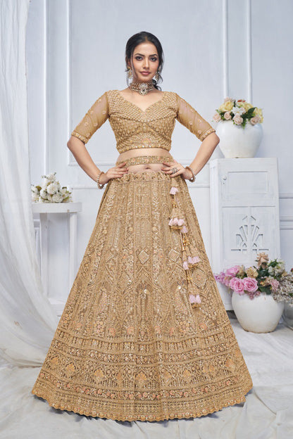 "Introducing the Royal Grandeur Bridal Golden Lehenga!