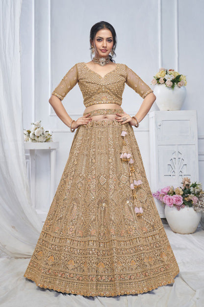 "Introducing the Royal Grandeur Bridal Brown Lehenga!