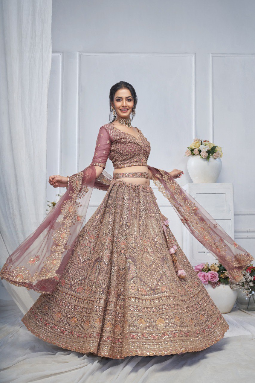 "Introducing the Royal Grandeur Bridal Onion Lehenga!