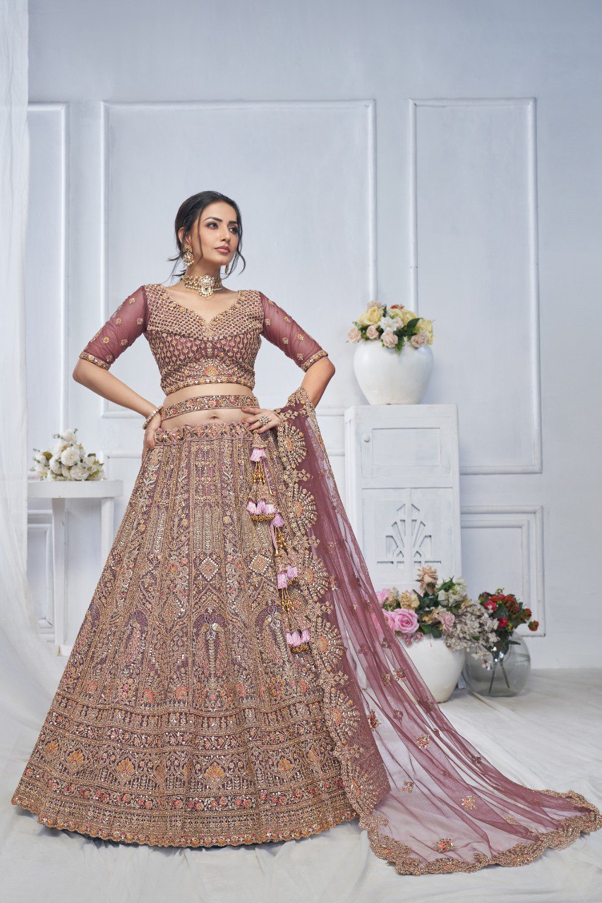 "Introducing the Royal Grandeur Bridal Onion Lehenga!